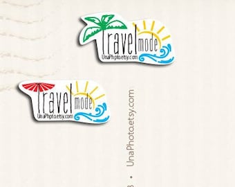 Set of 12 Travel mode postcard stickers for Postcrossing fans, planners, child or scrap booking stickers. Weatherproof Laptop Sticker