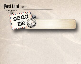 Set of 10 SEND ME stickers. Airmail Postcard ID stickers, planner stickers for Postcrossing fans.