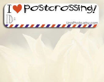 Set of 10 - I love Postcrossing - Postcard ID stickers for Postcrosers