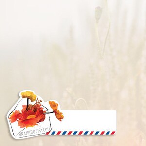 Autocollants d'identification de carte postale. Lot de 10 enveloppes postales avec fleurs sauvages pour les fans de Postcrossing.