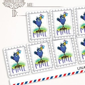 Set of 10 crow postman mail envelope stickers for stationery lovers or Postcrossing fans. Weatherproof Sticker