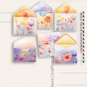 Lot de 8 stickers postaux Prioritaire aquarelle fleurs sauvages - Stickers cartes postales pour les fans de Postcrossing. Jeu de poteaux d'autocollants d'emballage