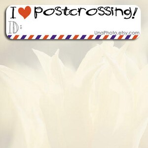 Set van 10 - I love Postcrossing - Postcard ID stickers voor Postcrosers