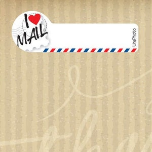 Set di 8 - I love MAIL - Adesivi identificativi per cartoline per i fan di Postcrossing
