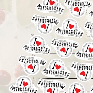 Adesivi per cartoline Set di adesivi I love Postcrossing per Postcrosers
