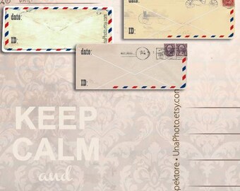 Postcrossing Stickers: Vintage Envelopes, ID & Date, Set of 12