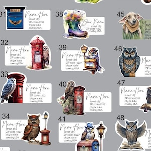Etiquetas de remitente personalizadas con bonitos dibujos. Pegatinas personalizadas. Elige tu favorita.