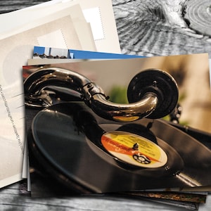 Schallplatte Postkarte für Postcrossing - Fine Art Gramophone Fotografie oder Leinwanddruck