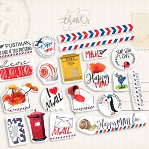 Mini stickers sheet I love Postcrossing or Prioritaire mail stickers Postcard or Packing label Post Set image 4