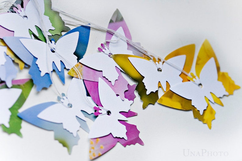 Set of 8 Spring color butterfly party gift tags with space for writing