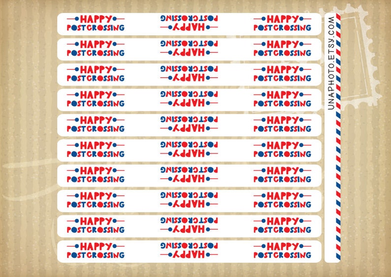 Set of 10 Happy Postcrossing Postcard stickers for Postcrossing fans. Postcard decor for the midsection or edge image 4