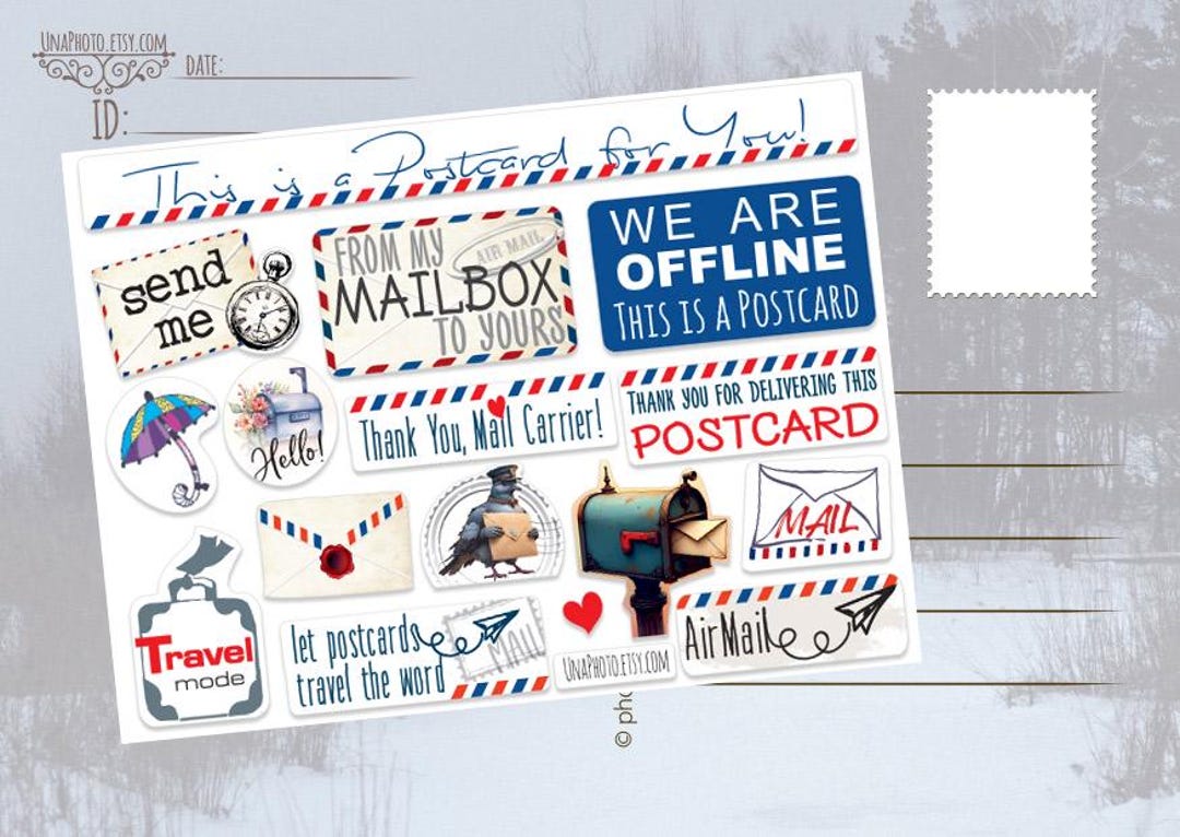 Email Sticker Pack NEW 15 Mini Post Sticker Bundle Pack Mail Set Prioritaire Stickers ...