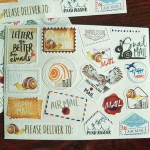 Mini stickers sheet I love Postcrossing or Prioritaire mail stickers Postcard or Packing label Post Set image 6