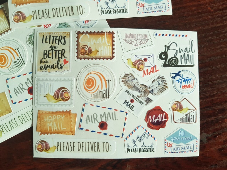 Mini stickers sheet I love Postcrossing or Prioritaire mail stickers Postcard or Packing label Post Set image 6