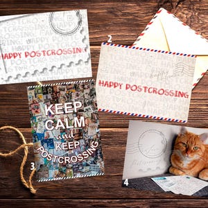 Conjunto de postales I Love Postcrossing para los amantes del correo postal