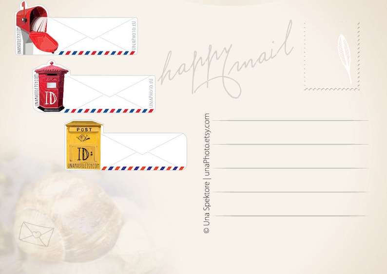 Juego de 3 brillantes pegatinas de identificación tipo postal Letter BOX para fanáticos de Postcrossing all 3