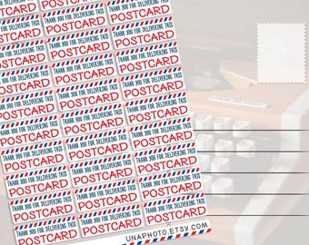 Thank You Postcard Stickers: Bright Planner Scrapbooking Decals - Set of 15