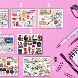 Carte postale ou étiquette d'emballage Ensemble de mini-feuilles d'autocollants Postcrossing ou Autocollants postaux prioritaires I love