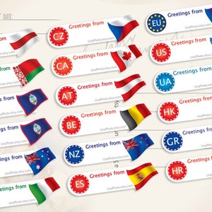 Naklejki z flagą ID do Postcrossingu. Zestaw Any Country 20 lub więcej