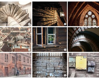 Stairs, windows, doors, roofs, pavement, etc. postcards of architectural details for Postcrossers. Chose your favorite. Fine Art Photography