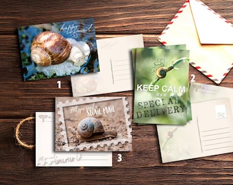 Set of Snail mail Postcards for Postcrossing (A6) Snail photo cards