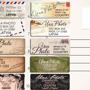 Retouradreslabels - vintage stickerset - gepersonaliseerde adresstickers.