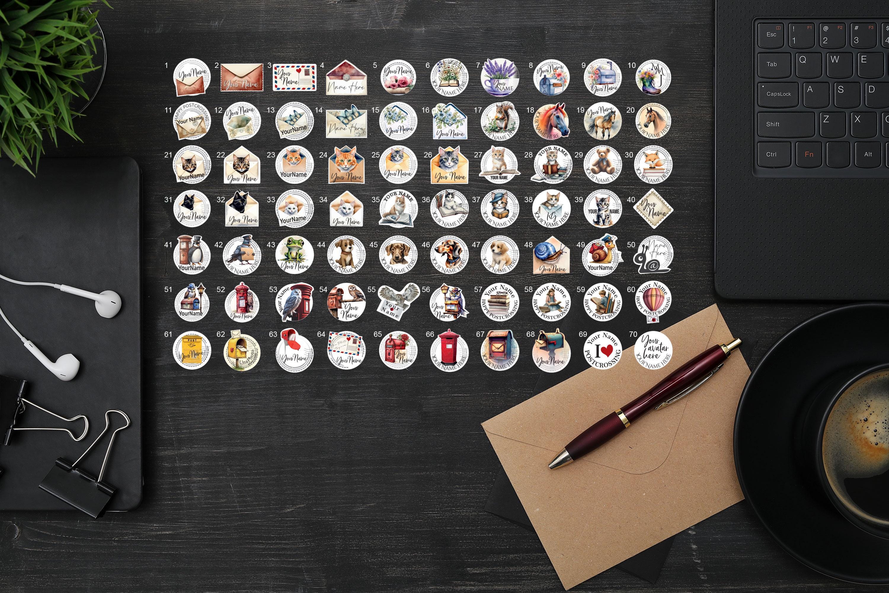 Custom Postcrossing Meetup Seals Tiny Name Stickers Pack Personalized ...