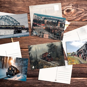 冬の鉄道写真ポストカード：鉄道橋アート（3.9インチ×5.9インチ）
