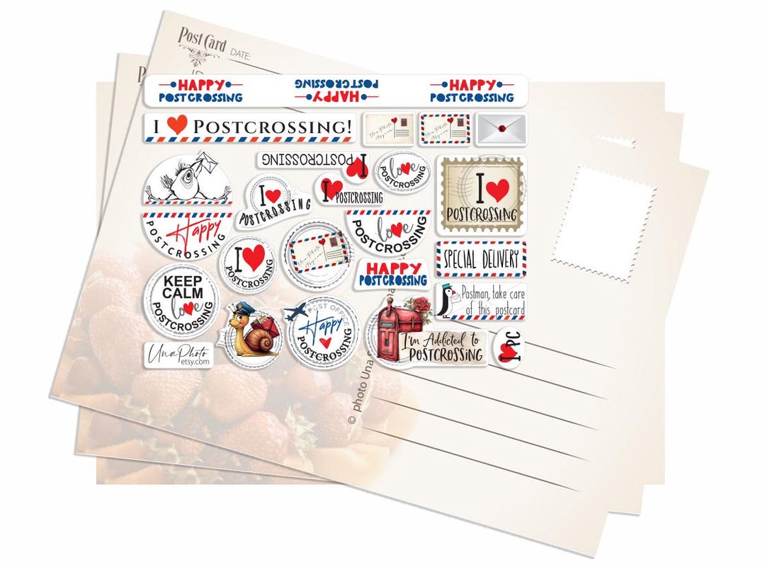 Mail Post Sticker 23 Mini Stickers Happy Postcrossing Mail Bundle Pack Prioritaire Post ...