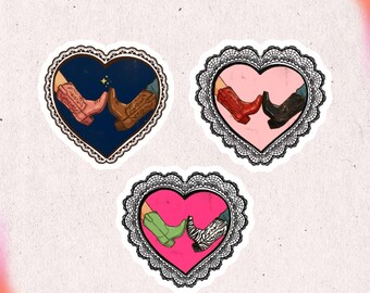 Pegatina de corazón con botas de vaquero, San Valentín occidental (descarga digital, hoja PNG y PDF imprimible)
