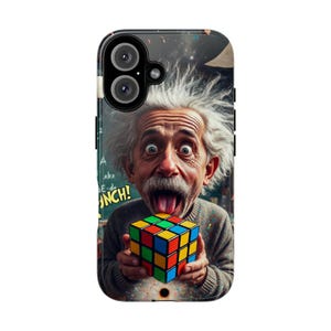 Einstein with Rubik's Cube Phone Case | Funny Scientist Art Pop Culture