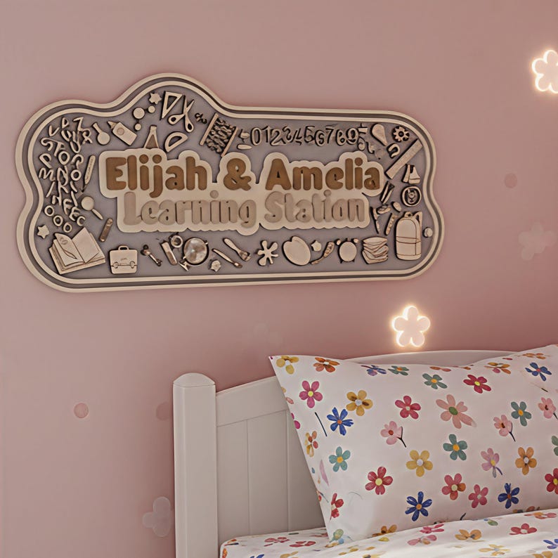 Personalized Learning Station Sign for Kids, Custom Educational Wall ...