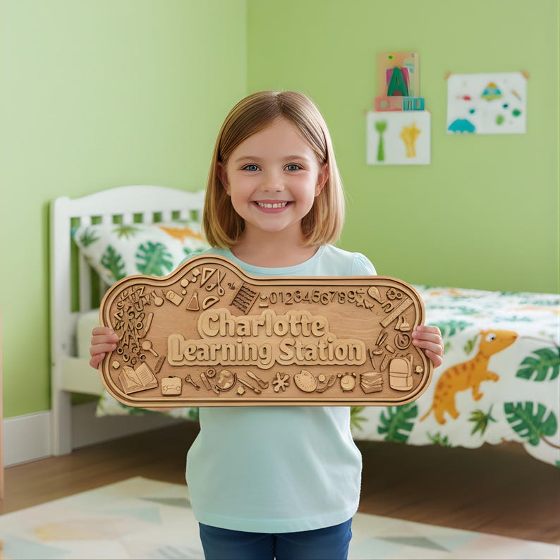 Personalized Learning Station Sign for Kids, Custom Educational Wall ...