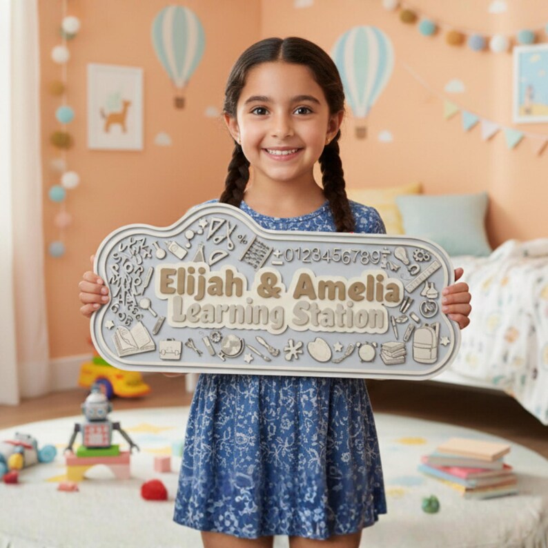 Personalized Learning Station Sign for Kids, Custom Educational Wall ...