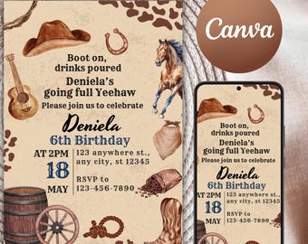 Wilde westen verjaardagsuitnodiging cowboyfeest uitnodiging western thema verjaardagsuitnodiging digitale kaart westerse verjaardagskaart verjaardagsuitnodigingen voor kinderen