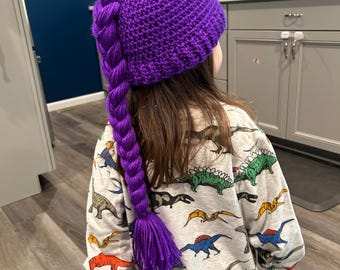 Hand made Purple  Braid Beanie