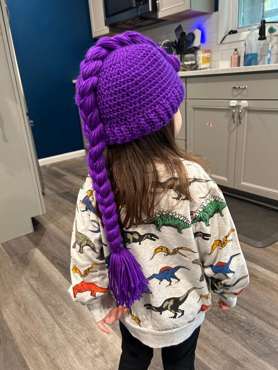 Hand Made Purple Braid Beanie - Etsy