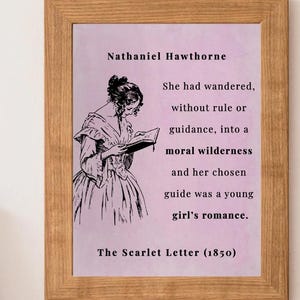 Póster digital y marcapáginas con la frase "Ella había vagado" de Nathaniel Hawthorne / Imprimible de La letra escarlata / Arte mural literario para amantes de la lectura