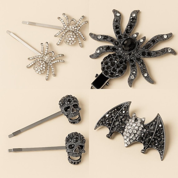 Rhinestone Spider Hair Clip: Halloween Costume Barrettes - Etsy