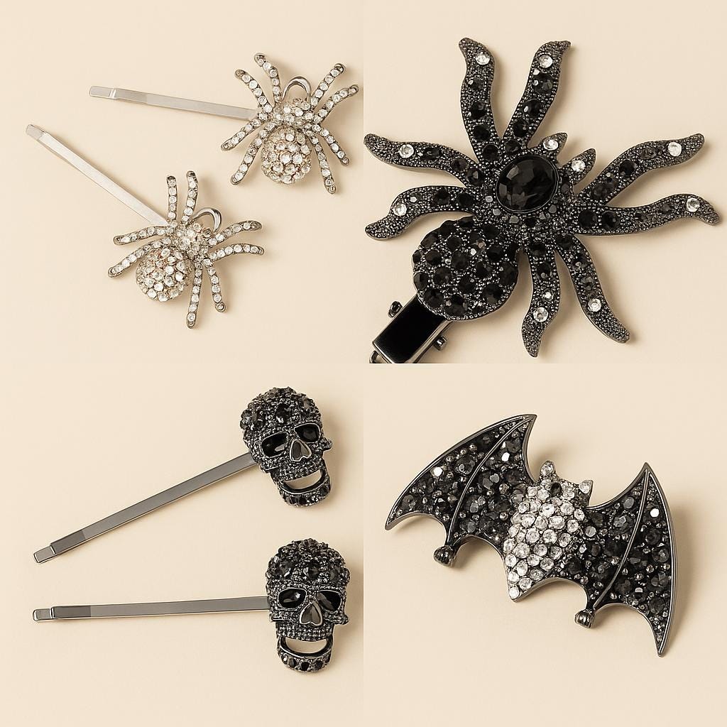 Rhinestone Spider Hair Clip: Halloween Costume Barrettes - Etsy display picture 3