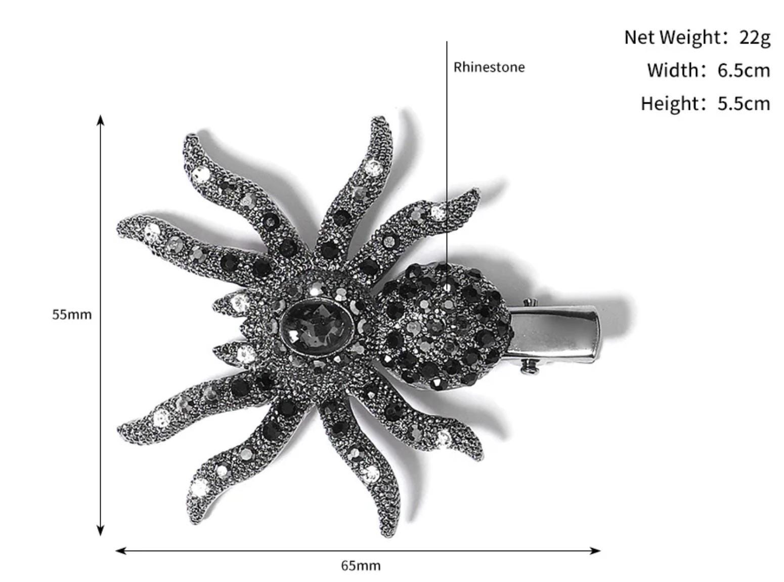 Rhinestone Spider Hair Clip: Halloween Costume Barrettes - Etsy display picture 2