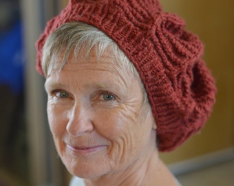 KNITTING PATTERN: Chunky slouchy beanie, fast & easy girls' or women slouchy knit hat pattern | Beginner friendly | "Mary Lennox Tam"