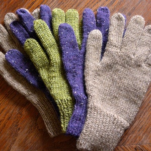 KNITTING PATTERN: Easy, simple knit glove pattern in three yarn weights for men, women, & kids | Includes knit liner | "Just Plain Gloves"