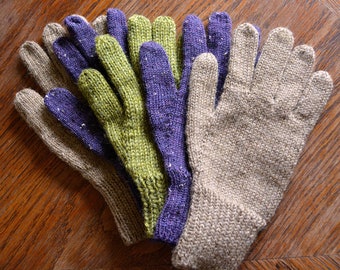 KNITTING PATTERN: Easy, simple knit glove pattern in three yarn weights for men, women, & kids | Includes knit liner | "Just Plain Gloves"