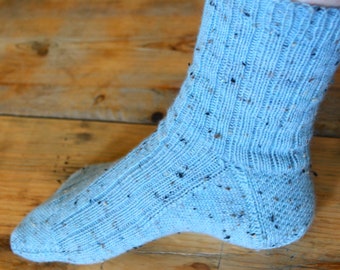 KNITTING PATTERN: Beginner-friendly top-down ribbed knit sock pattern | Easy kids, men, women, girls, boys, baby socks | "Just Plain Socks"