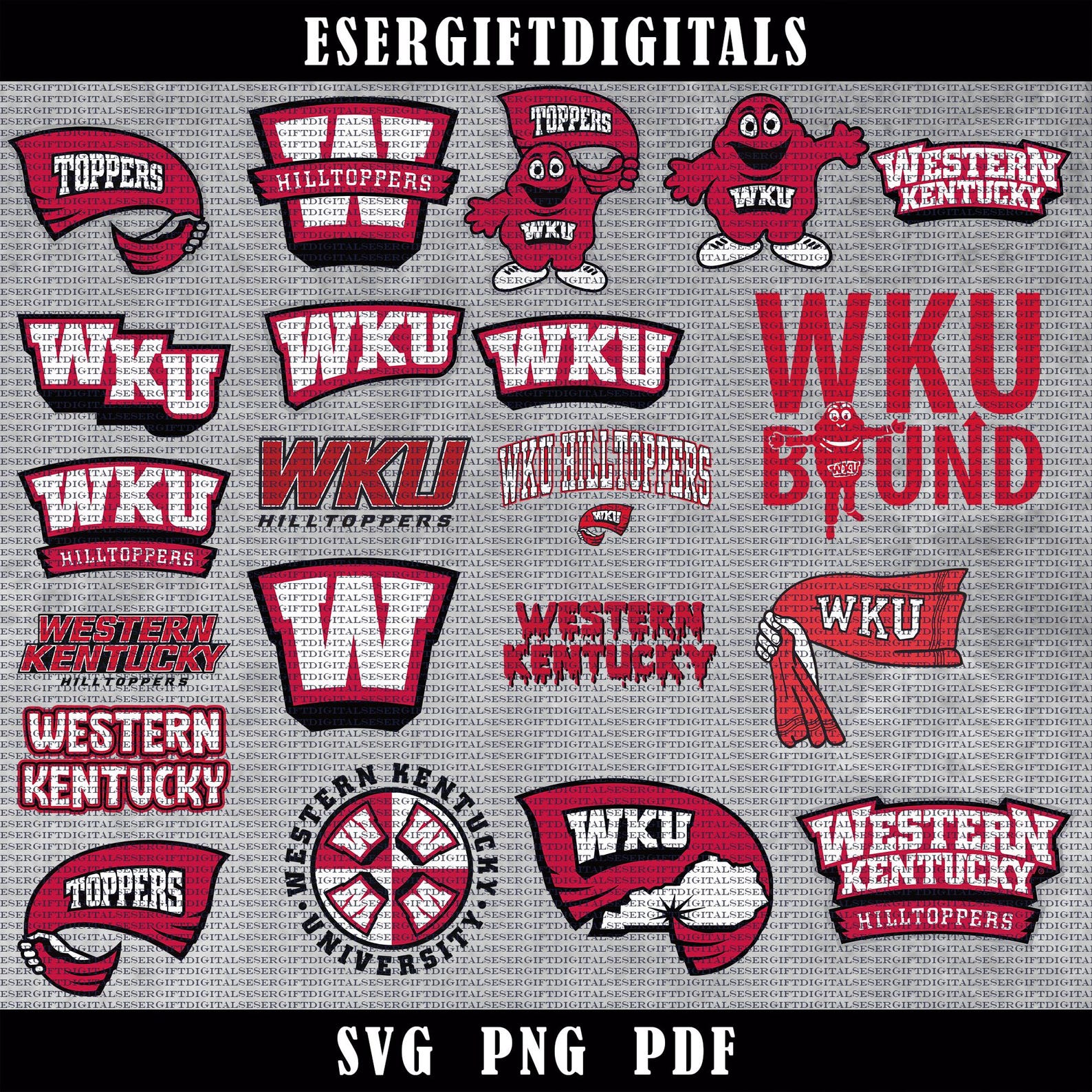 Layered Western Kentucky College SVG, Cricut, Football, Hilltoppers SVG ...