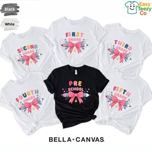 Custom Preppy Coquette Bow Back to School Shirts, Teacher Appreciation Shirt, Girly Pink Bow Tee, First Day of School Shirt