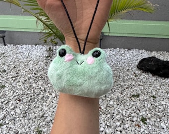 Frog Plush Car Charm - Handmade Kawaii Rearview Mirror Hanging