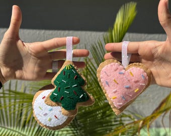 Custom Felt Christmas Cookie Ornament, Handmade Holiday Decor