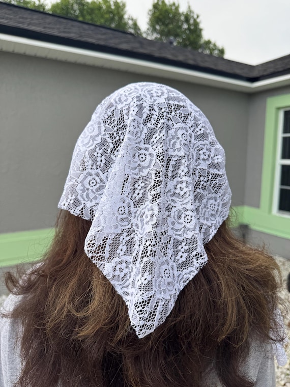 Handmade Lace Hair Bandana | Cottagecore Boho Headscarf, Feminine Tie Back Accessory